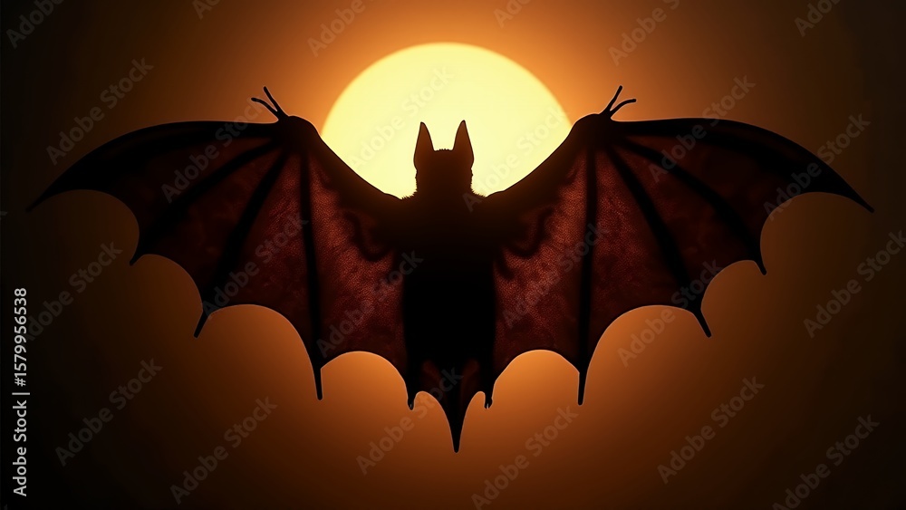 Fototapeta premium Bat silhouette against sunset