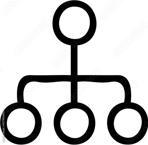 Hierarchical structure diagram showing a top-level element branching into three subordinate elements.
