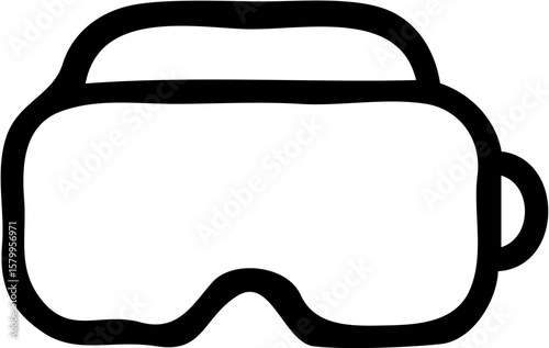 Simple line drawing of a VR headset or sleep mask.