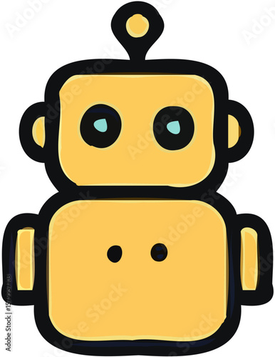 Simple cartoon illustration of a friendly yellow robot.