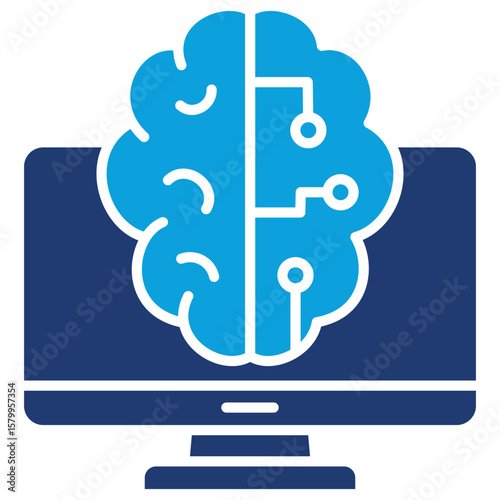 Computational Intelligence Flat Blue Icon