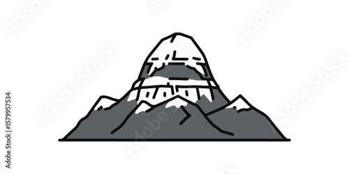 mount kailash icon, maha shivaratri flat Vector illustration, Indian cultural icon