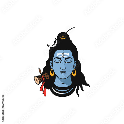 lord shiva icon, maha shivaratri flat Vector illustration, Indian cultural icon