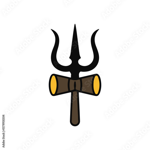 trishul icon, maha shivaratri flat Vector illustration, Indian cultural icon