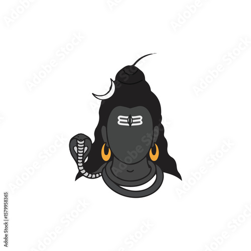 lord shiva icon, maha shivaratri flat Vector illustration, Indian cultural icon