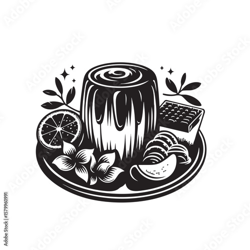 Jelly custard black and white silhouette icon