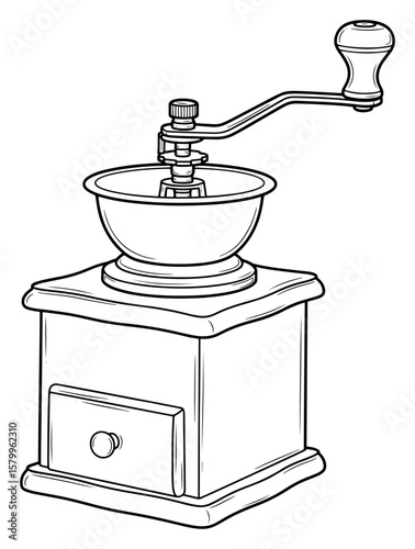 Vintage Coffee Grinder Outline Drawing