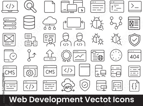 Collection of Software Development, Programming, and IT Infrastructure Outline Icons