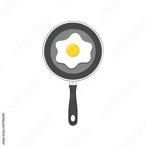 Fried egg in a pan yolk white