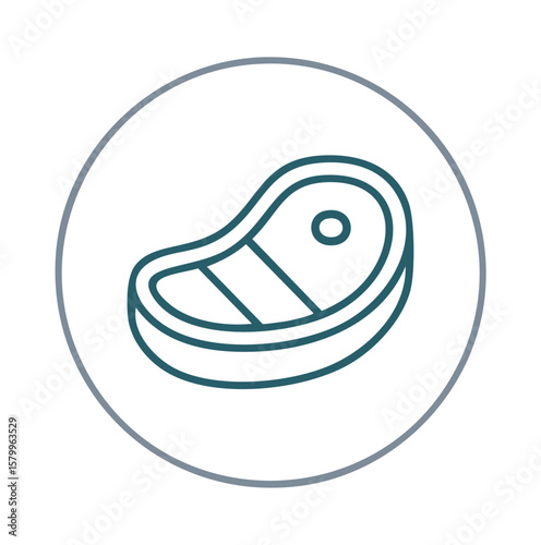 Raw steak icon with bone and marbling raw meat food icon