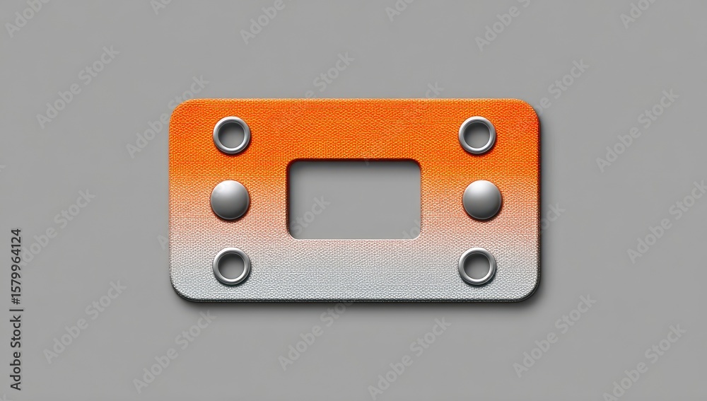 Fototapeta premium Orange and gray rectangular plate with metal studs