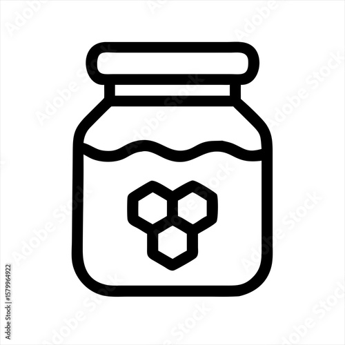 Glass jar filled honey with honeycomb label silhouette vector illustration
