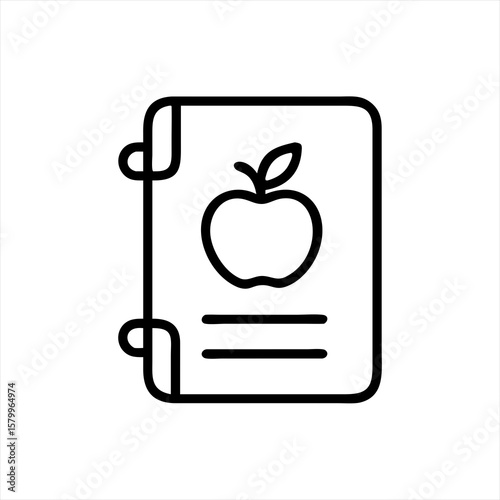 Recipe book with apple graphic silhouette vector illustration