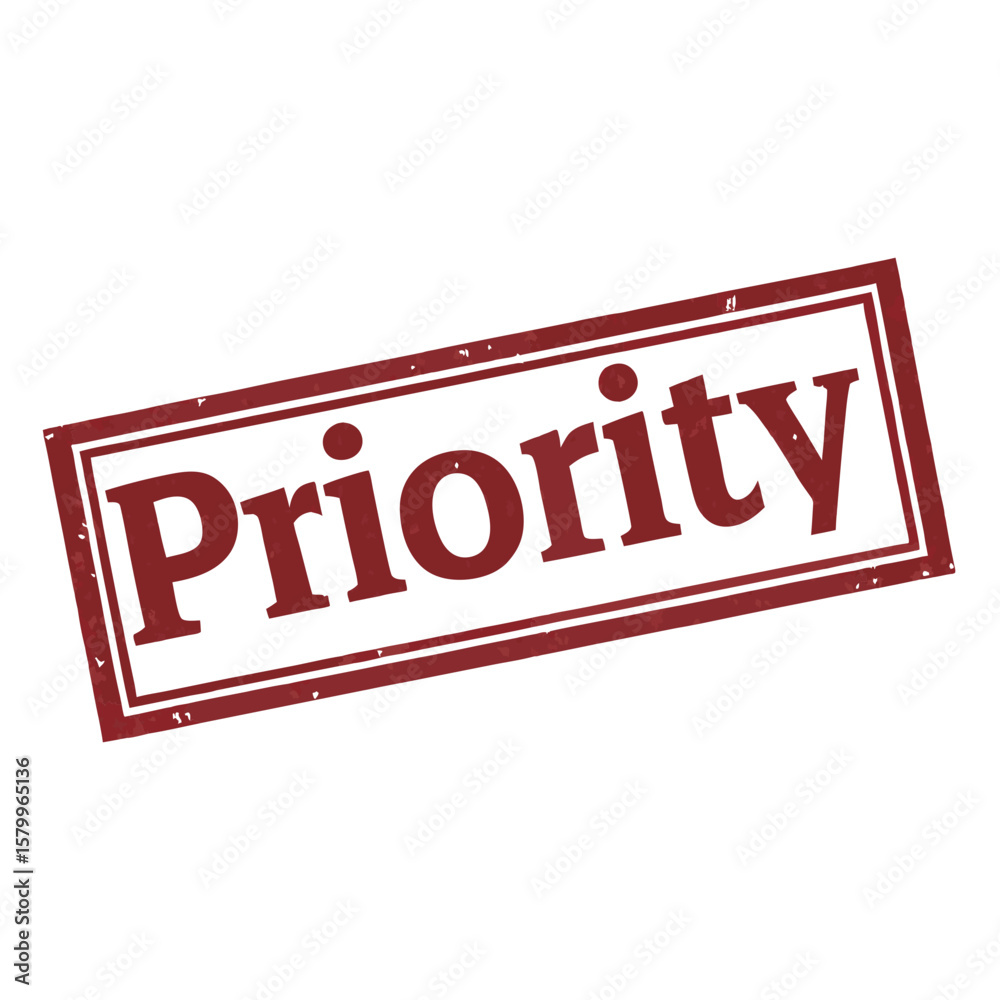 Fototapeta premium Priority stamp rectangular shape grunge effect silhouette vector illustration