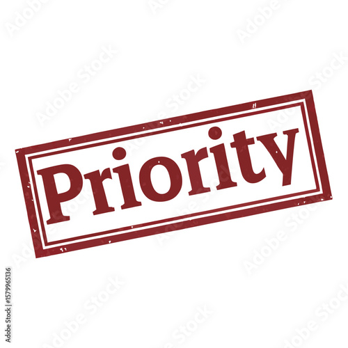 Priority stamp rectangular shape grunge effect silhouette vector illustration
