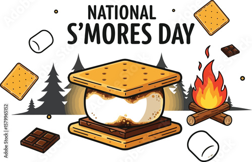 Vector art of a delicious smore for national smores day isolated on white background