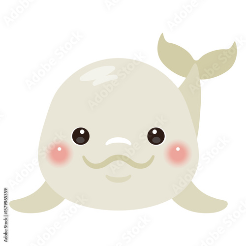 正面から見たシロイルカのイラスト