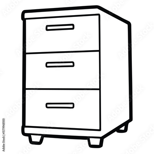 Filing cabinet with two drawers isolated on transparent background