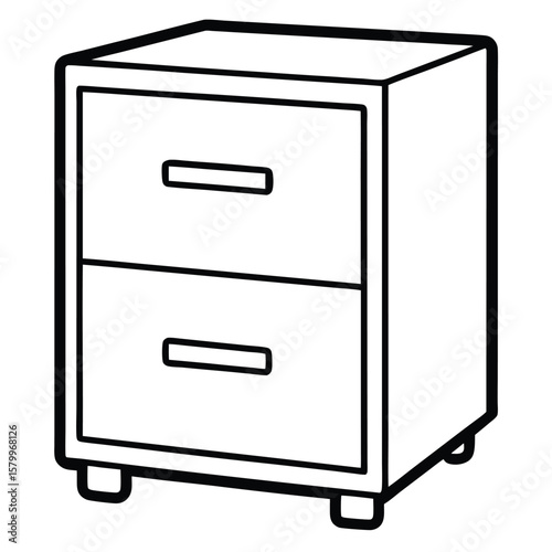 Filing cabinet with two drawers isolated on transparent background