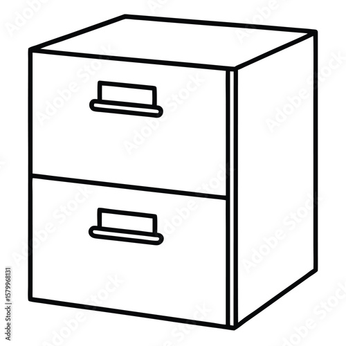 Filing cabinet with two drawers isolated on transparent background