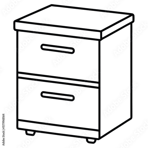 Filing cabinet with two drawers isolated on transparent background