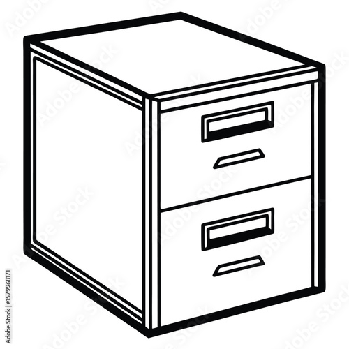 Filing cabinet with two drawers isolated on transparent background