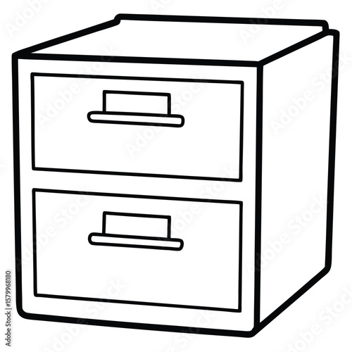 Filing cabinet with two drawers isolated on transparent background