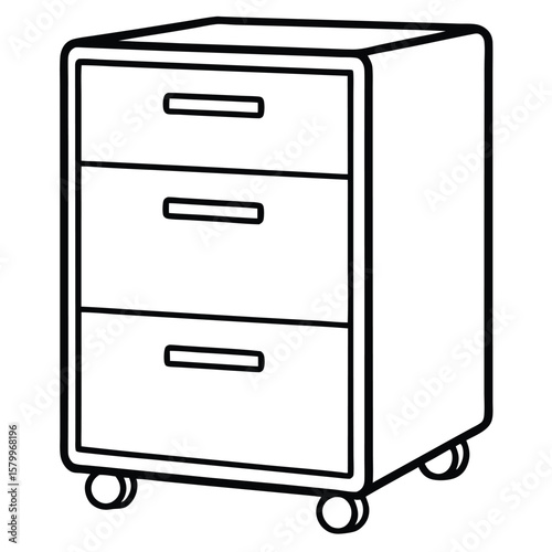 Filing cabinet with two drawers isolated on transparent background