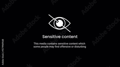 sensitive content warning animation on transparent background. 4k video