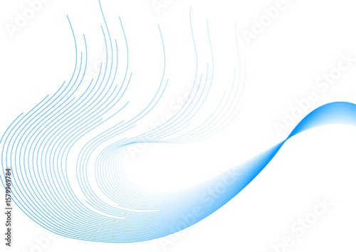 Blue minimal wavy lines abstract futuristic tech background. Vector digital design
