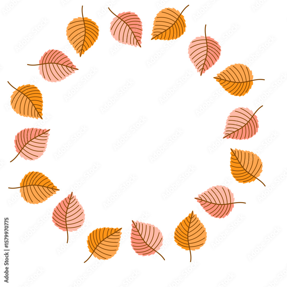 Obraz premium Round autumn foliage wreath with red leaves
