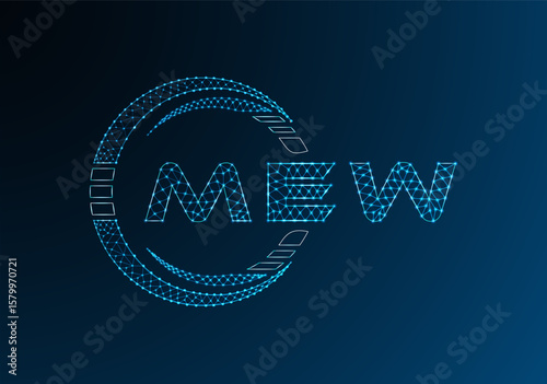 MEW low poly letter logo vector design. MEW lower poly logo design. Low poly logo.