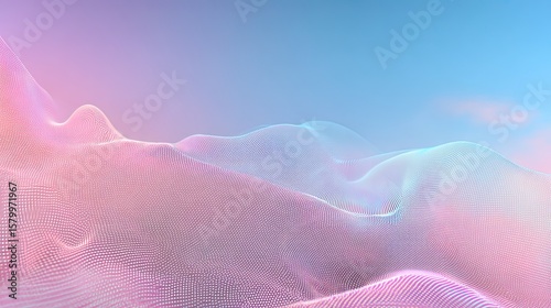 Abstract digital landscape with flowing lines and gradients of pastel colors, creating a dreamy, ethereal atmosphere.