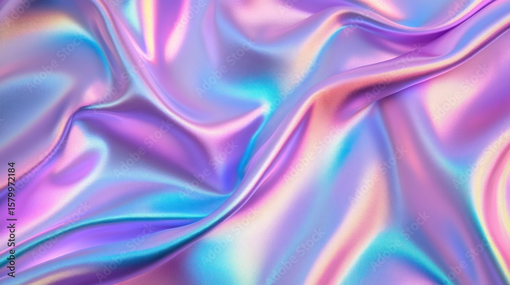 Obraz premium Fluid iridescent fabric folds, vibrant pastel hues