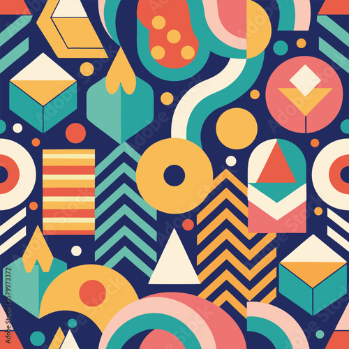 Trendy vector abstract geometric background with circles in Scandinavian retro style, seamless cover. Graphic pattern of simple shapes in gray tones, abstract white mosaic.