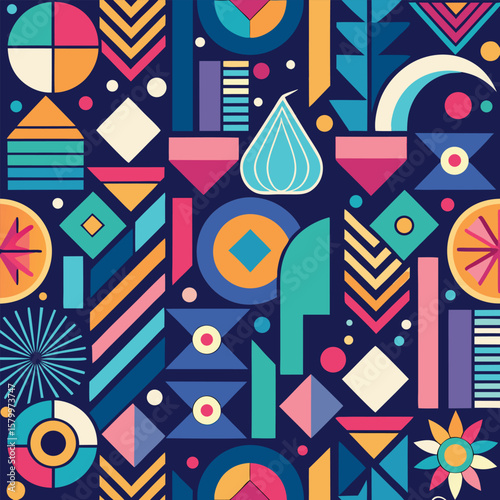 Trendy vector abstract geometric background with circles in Scandinavian retro style, seamless cover. Graphic pattern of simple shapes in gray tones, abstract white mosaic.