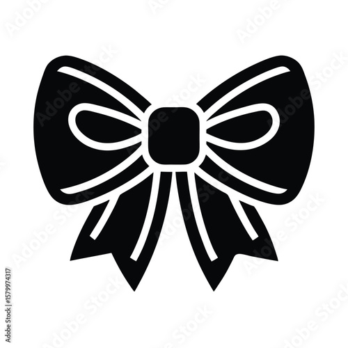 White Bow With Ribbon Tails Icon Vector Illustration