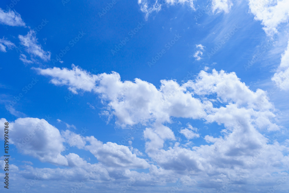 Fototapeta premium Cloudy blue sky on sunny day.