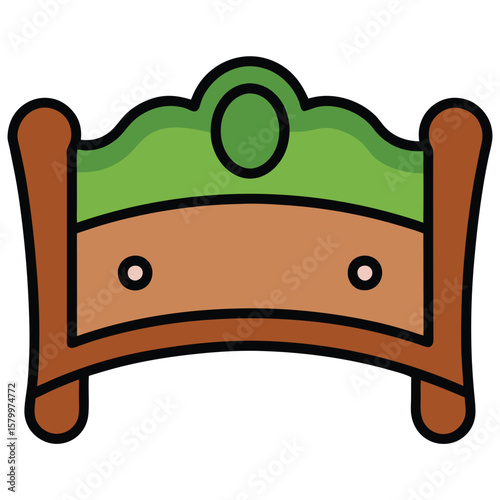 Illustration of a vintage bed frame isolated on transparent background