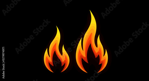 Vibrant Cartoon Flame Icons Collection