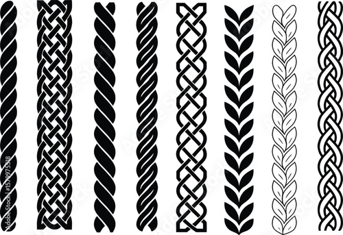 Black and White Celtic Knot and Leaf Border Designs