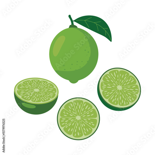 Fresh Limes Juicy Citrus Fruit Slices, Perfect for Summer Drinks and Culinary Creations