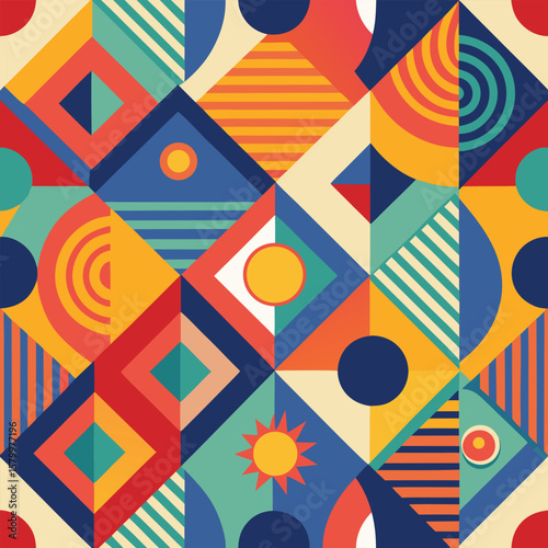 Trendy vector abstract geometric background with circles in Scandinavian retro style, seamless cover. Graphic pattern of simple shapes in gray tones, abstract white mosaic.