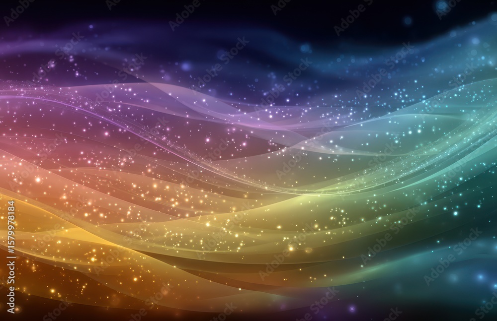 Fototapeta premium Colorful particles flowing through space creating abstract wavy pattern
