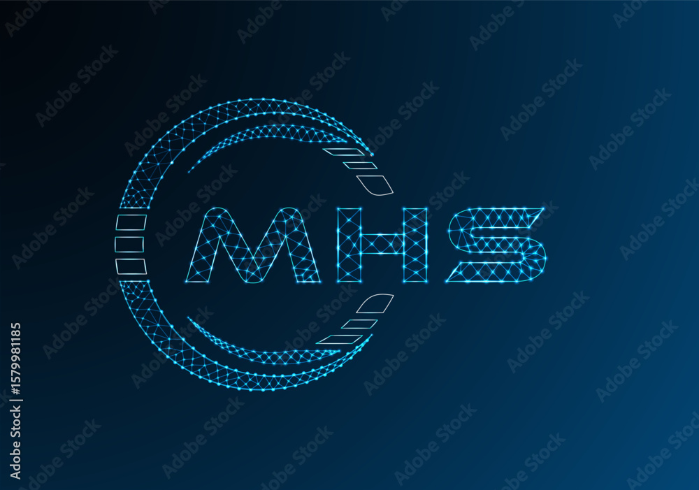 Naklejka premium MHS low poly letter logo vector design. MHS lower poly logo design. Low poly logo.