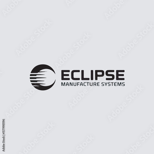 Clean and modern eclipse manufacture systems logo design with a sleek corporate branding appearance for business use