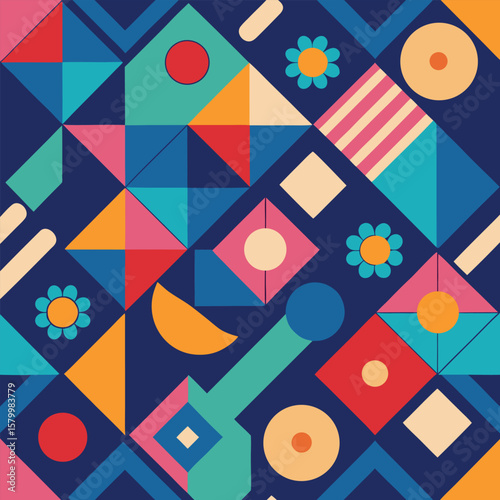 Trendy vector abstract geometric background with circles in Scandinavian retro style, seamless cover. Graphic pattern of simple shapes in gray tones, abstract white mosaic.