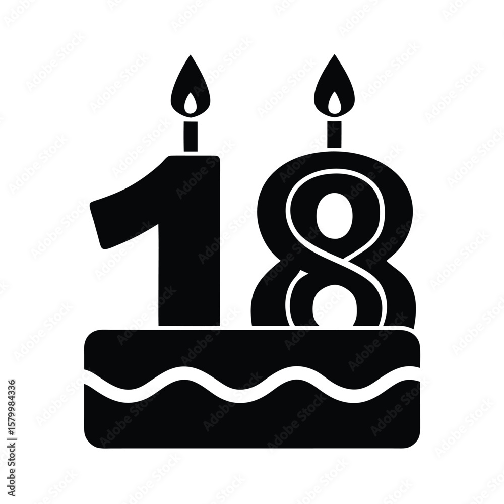 Obraz premium 18th Birthday Cake Icon Vector Illustration