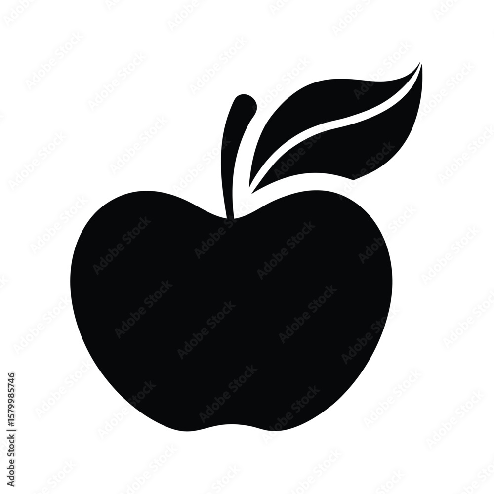 Apple With Leaf Icon Vector Illustration Apple With Leaf Icon Vector Illustration
