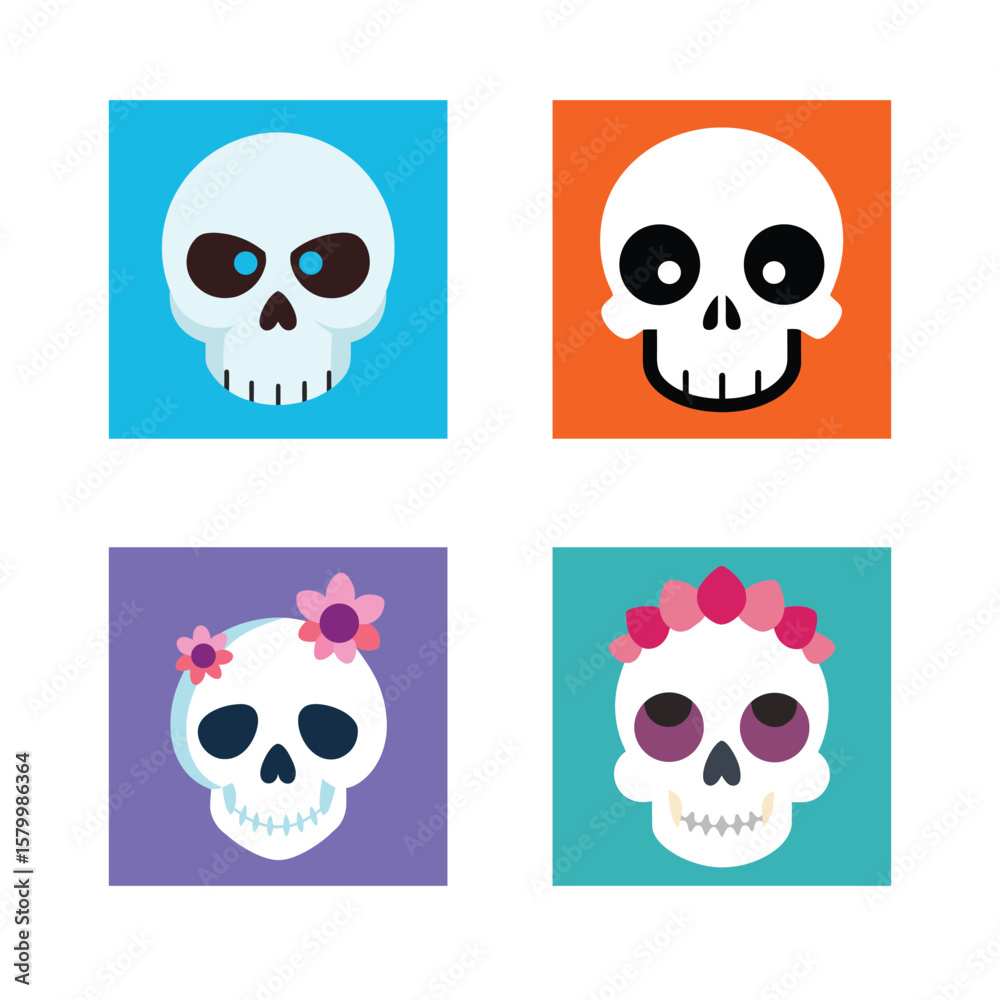 Fototapeta premium Skulls with Flowers
